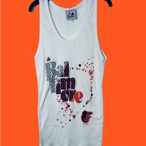 Majestic White Baltimore Orioles Graphic Tank
